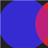 A blue circle and a red circle, intersecting to form purple