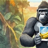 Gorilla holding a polaroid image