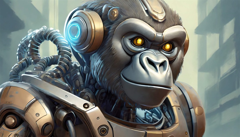 Depiction of a robotic gorilla