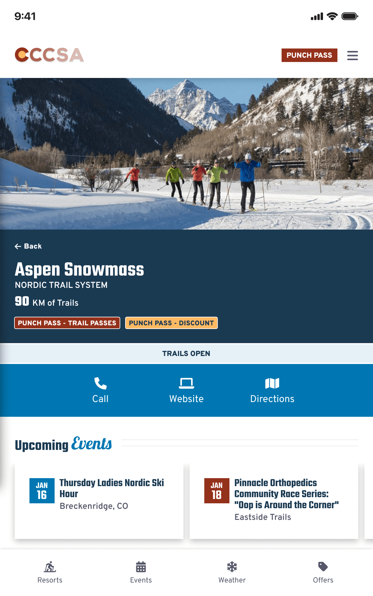 CCCSA App Resort Details Screen