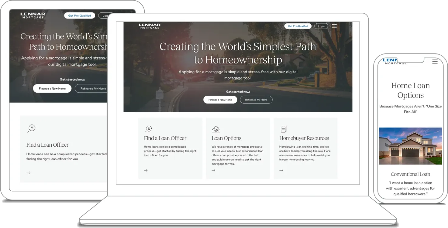 Lennar Mortgage. Evoq website design and development by 10 Pound Gorilla